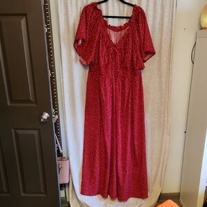Shein Curve Elegant Red Polka Dot Dress